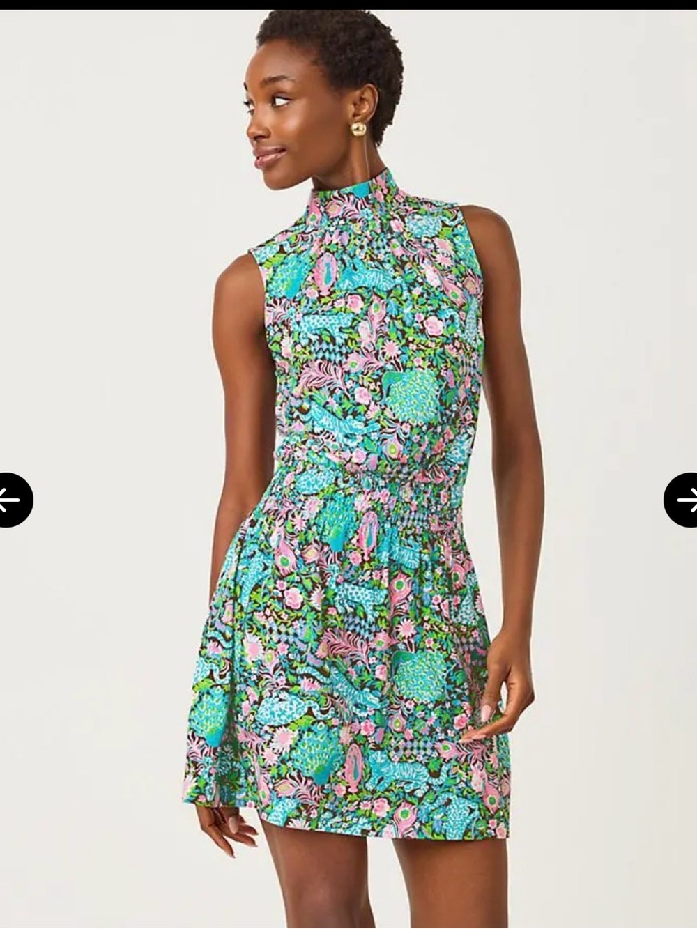 Lilly Pulitzer Sherah Skirted Romper Sleeveless High-Neck Floral Mini